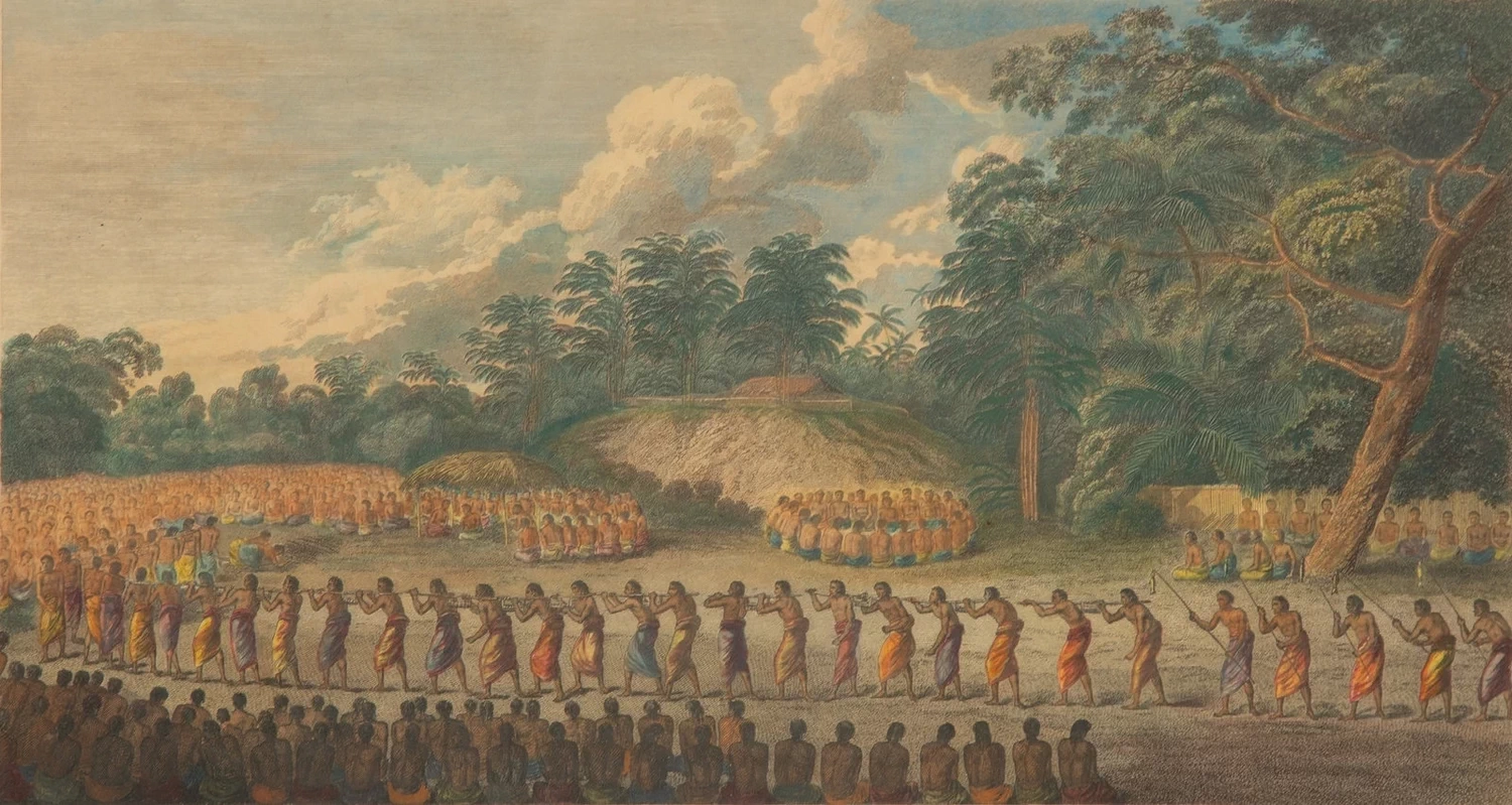 Il Natchez, una cerimonia in onore del figlio del re, in Toongataboo